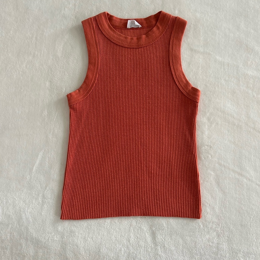 Cotton On Sleeveless Ribbed Top in Burnt Orange